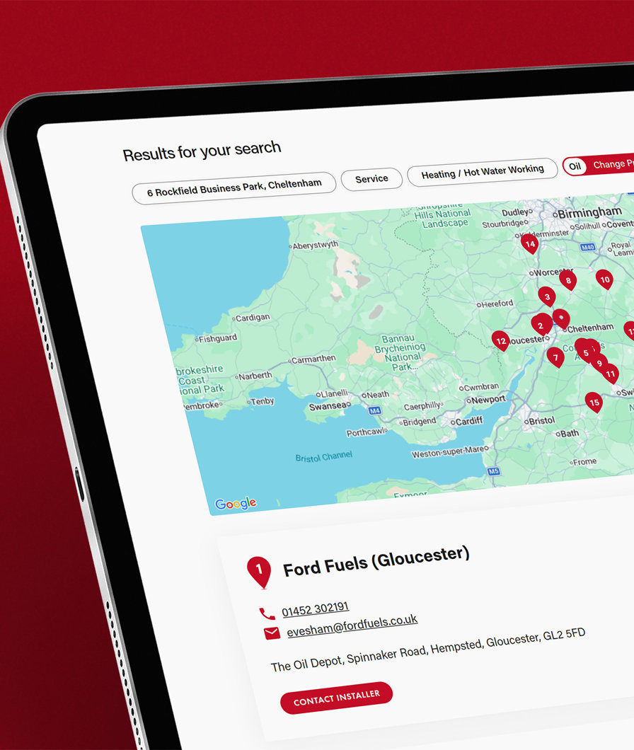 Helping customers locate their nearest installer for their specific heating solution.