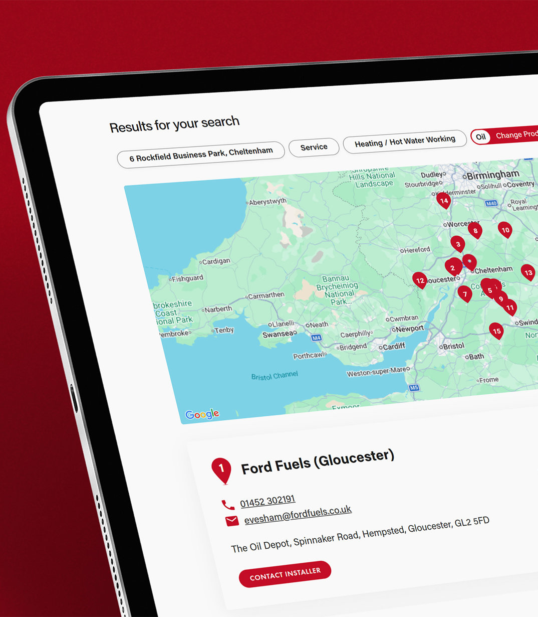 Helping customers locate their nearest installer for their specific heating solution.