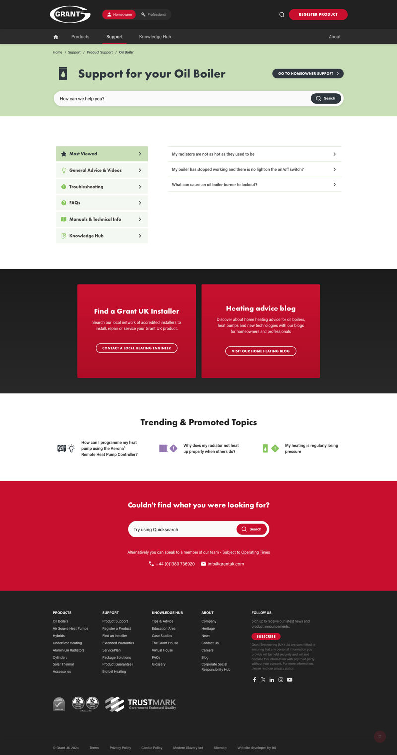 Grant Support Portal Homeowner Product Category
